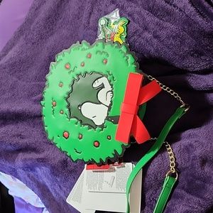 Loungefly Peanuts Snoopy Woodstock Light-Up Christmas Wreath Crossbody Purse Bag